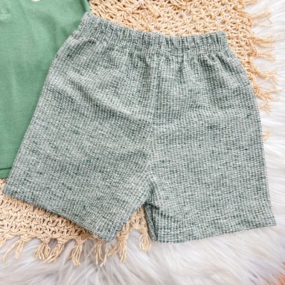 Conj. Camisa Gola Polo Cachorrinho e Bermuda em Linho - Verde